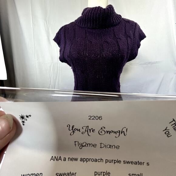 ANA Size Small Purple vest sweater A new Approach pull over roll over collar - Picture 10 of 10